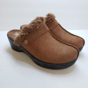 Crocs Womens Cobbler Shimmer Clogs Size 9 Brown Faux Fur Slip On Wedge Winter